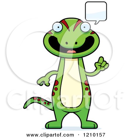 Cartoon of a Talking Skinny Gecko - Royalty Free Vector Clipart by Cory Thoman