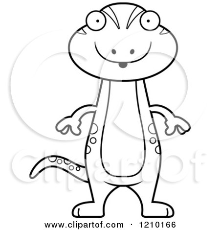 Cartoon of a Black and White Surprised Skinny Gecko - Royalty Free Vector Clipart by Cory Thoman