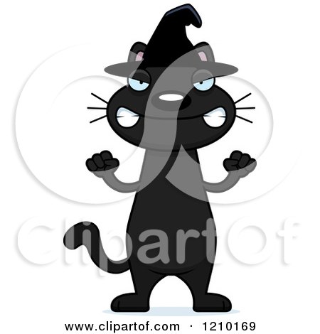Cartoon of a Mad Black Halloween Witch Cat - Royalty Free Vector Clipart by Cory Thoman