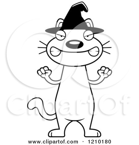 Cartoon of a Black and White Mad Halloween Witch Cat - Royalty Free Vector Clipart by Cory Thoman