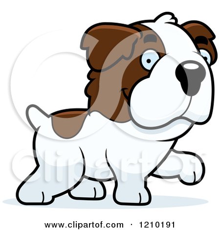 Cartoon of a Walking St Bernard Dog - Royalty Free Vector Clipart by Cory Thoman