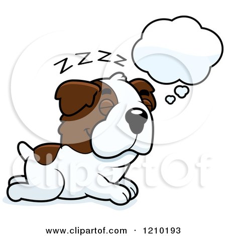 Cartoon of a Dreaming St Bernard Dog - Royalty Free Vector Clipart by Cory Thoman