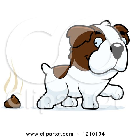 Cartoon of a St Bernard Dog Pooping - Royalty Free Vector Clipart by Cory Thoman