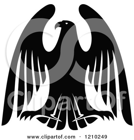 Clipart of a Black and White Heraldic Eagle 10 - Royalty Free Vector Illustration by Vector Tradition SM