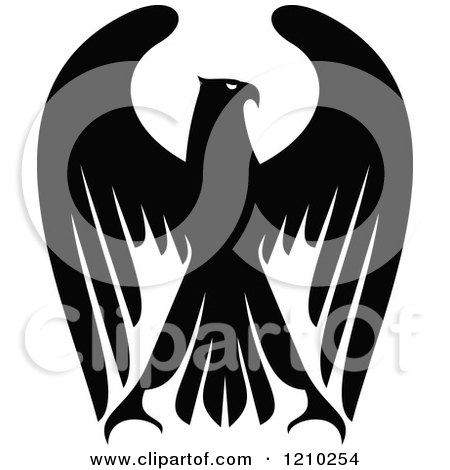Clipart of a Black and White Heraldic Eagle - Royalty Free Vector Illustration by Vector Tradition SM