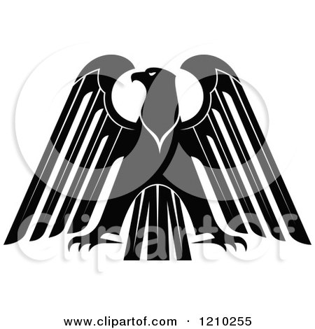 Clipart of a Black and White Heraldic Eagle 2 - Royalty Free Vector Illustration by Vector Tradition SM