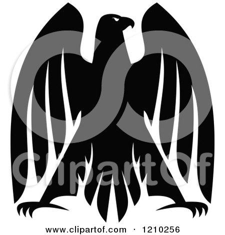 Clipart of a Black and White Heraldic Eagle 3 - Royalty Free Vector Illustration by Vector Tradition SM