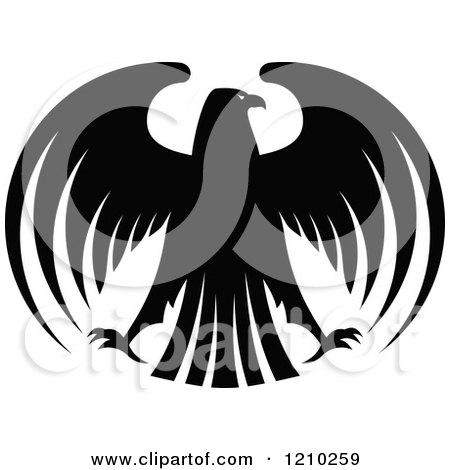 Clipart of a Black and White Heraldic Eagle 6 - Royalty Free Vector Illustration by Vector Tradition SM