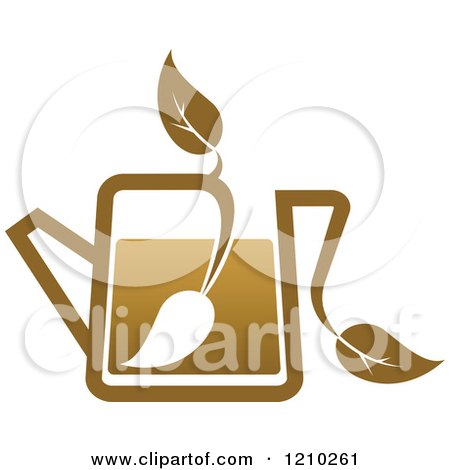 Clipart of a Brown Tea or Coffee Pot with a Leaf 6 - Royalty Free Vector Illustration by Vector Tradition SM
