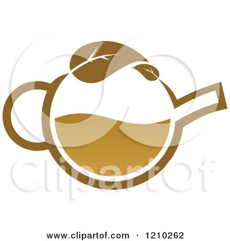 Clipart of a Brown Tea or Coffee Pot with a Leaf 4 - Royalty Free Vector Illustration by Vector Tradition SM