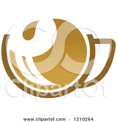 Clipart of a Brown Tea or Coffee Cup with a Leaf 3 - Royalty Free Vector Illustration by Vector Tradition SM