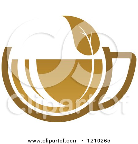 Clipart of a Brown Tea or Coffee Cup with a Leaf 2 - Royalty Free Vector Illustration by Vector Tradition SM