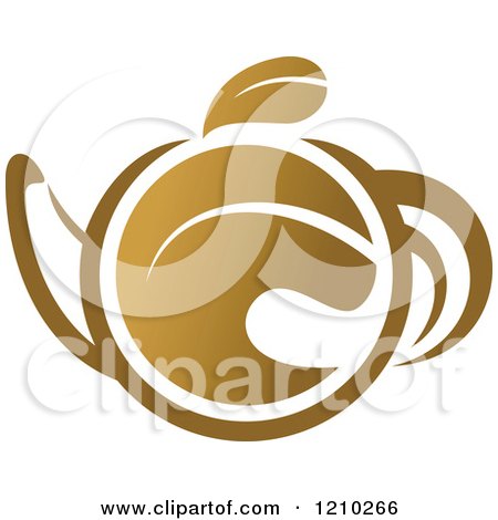 Clipart of a Brown Tea or Coffee Pot with a Leaf - Royalty Free Vector Illustration by Vector Tradition SM