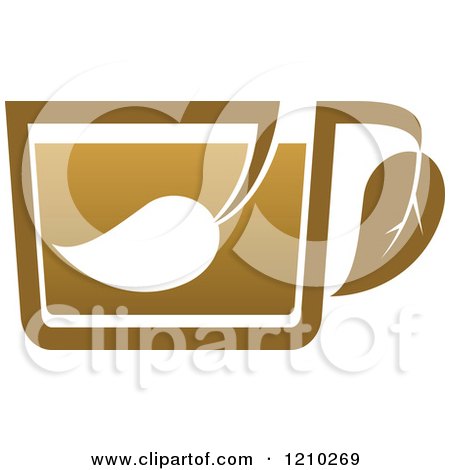 Clipart of a Brown Tea or Coffee Cup with a Leaf - Royalty Free Vector Illustration by Vector Tradition SM