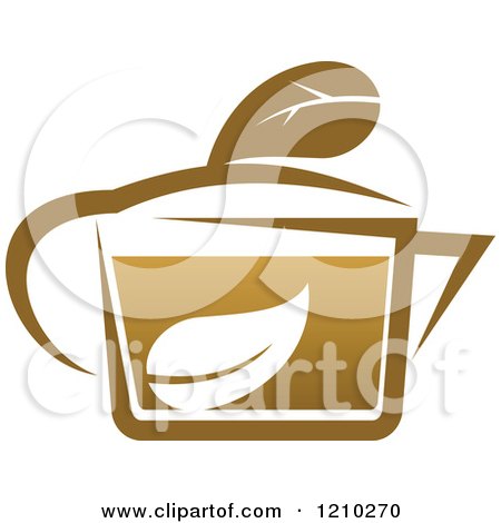 Clipart of a Brown Tea or Coffee Pot with a Leaf 7 - Royalty Free Vector Illustration by Vector Tradition SM