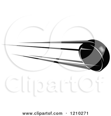 Clipart of a Black and White Flying Hockey Puck 3 - Royalty Free Vector Illustration by Vector Tradition SM
