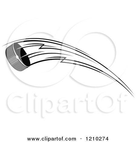Clipart of a Black and White Flying Hockey Puck 6 - Royalty Free Vector Illustration by Vector Tradition SM