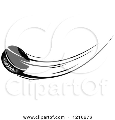 Clipart of a Black and White Flying Hockey Puck 2 - Royalty Free Vector Illustration by Vector Tradition SM