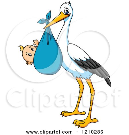 Clipart of a Baby Delivery Stork with a Boy - Royalty Free Vector Illustration by Vector Tradition SM