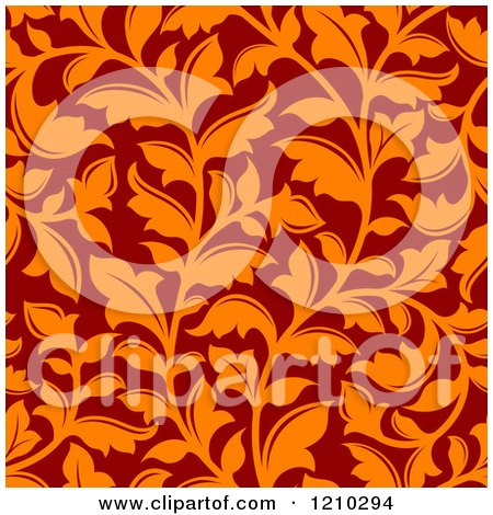 Clipart of a Seamless Orange and Red Floral Pattern - Royalty Free Vector Illustration by Vector Tradition SM