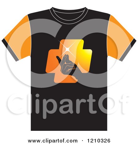 Clipart of a T Shirt with a Hand Snapping Fingers - Royalty Free Vector Illustration by Lal Perera