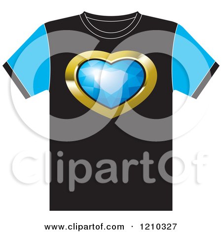 Clipart of a T Shirt with a Diamond Heart - Royalty Free Vector Illustration by Lal Perera