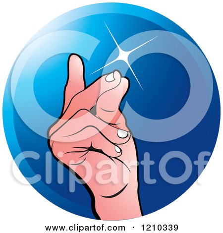 Clipart of a Hand Snapping Fingers on a Blue Circle - Royalty Free Vector Illustration by Lal Perera