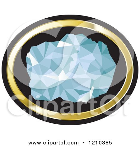 Clipart of a Chunk of Diamond in a Gold and Black Oval - Royalty Free Vector Illustration by Lal Perera