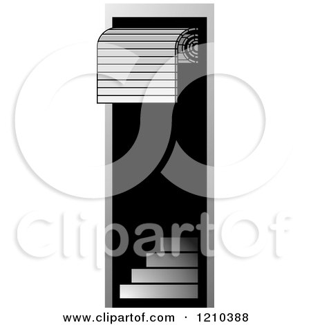 Clipart of a Roller Door and Stairs - Royalty Free Vector Illustration by Lal Perera