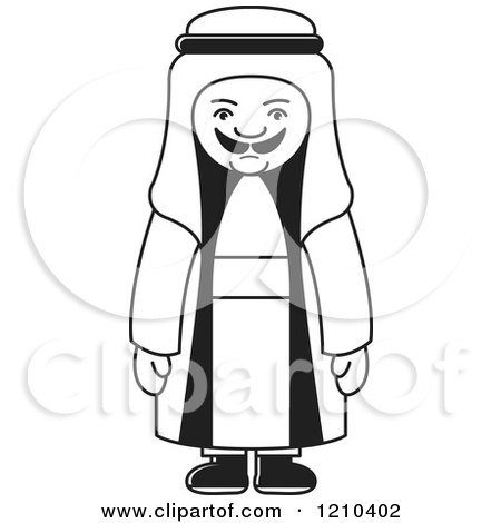 Clipart of a Black and White Arabic Man - Royalty Free Vector Illustration by Lal Perera