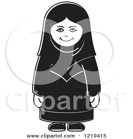 Clipart of a Smiling Blak and White Arabic Woman - Royalty Free Vector Illustration by Lal Perera