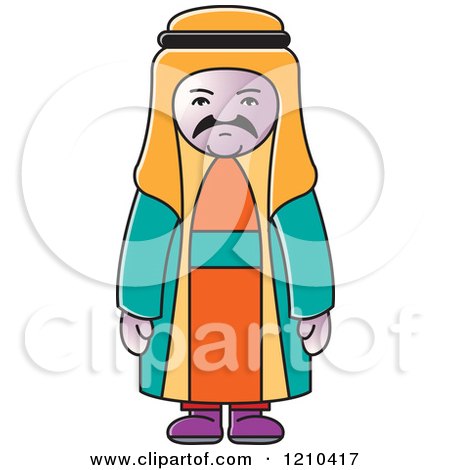Clipart of a Unhappy Arabic Man - Royalty Free Vector Illustration by Lal Perera