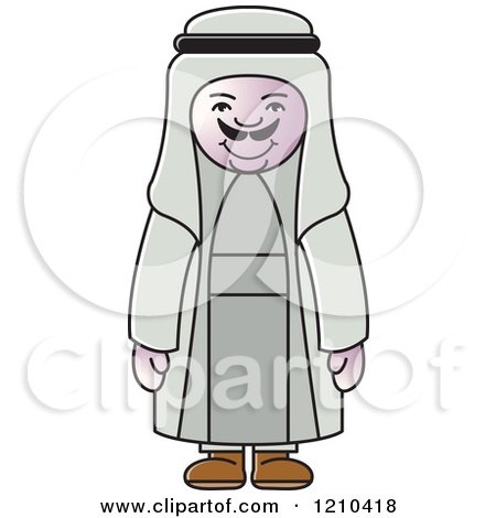 Clipart of a Happy Arabic Man - Royalty Free Vector Illustration by Lal Perera