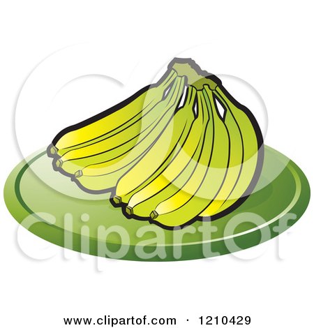 Clipart of a Bunch of Bananas on a Plate - Royalty Free Vector Illustration by Lal Perera