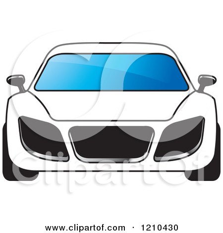 Clipart of a Front View of a White Car - Royalty Free Vector Illustration by Lal Perera