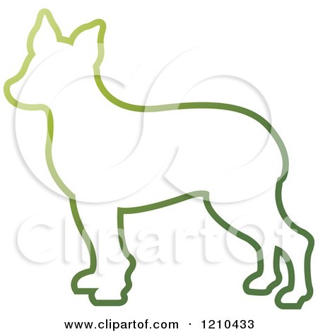 Clipart of a Gradient Green Dog Outline - Royalty Free Vector Illustration by Lal Perera