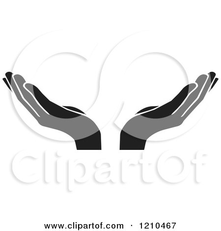 Clipart of Black and White Uplifted Hands - Royalty Free Vector Illustration by Johnny Sajem