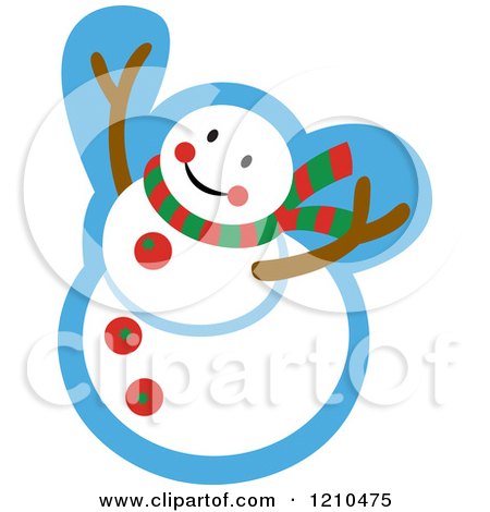 Cartoon of a Happy Snowman - Royalty Free Vector Clipart by Cherie Reve