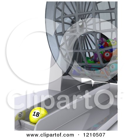 Clipart of a 3d Bingo Bal Dispenser and One Ball - Royalty Free CGI Illustration by KJ Pargeter