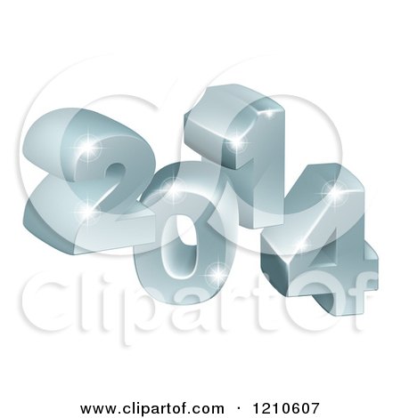 Clipart of a 3d Silver Sparkly 2014 - Royalty Free Vector Illustration by AtStockIllustration