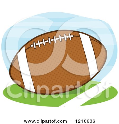 Cartoon of a Brown American Football on Grass - Royalty Free Vector Clipart by Hit Toon