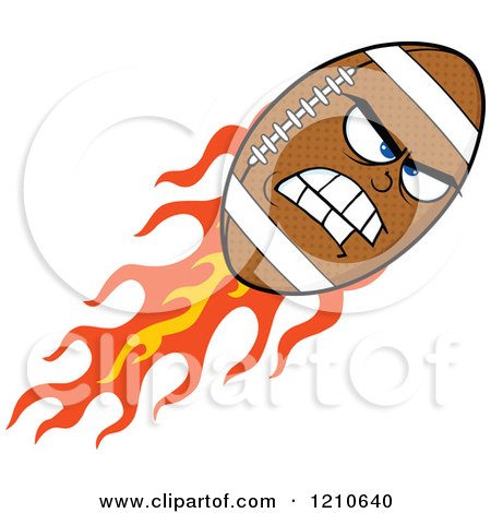 Cartoon of a Tough Flaming American Football Mascot - Royalty Free Vector Clipart by Hit Toon