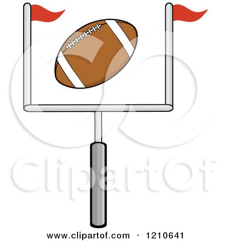 Cartoon of an American Football Flying over a Goal - Royalty Free Vector Clipart by Hit Toon