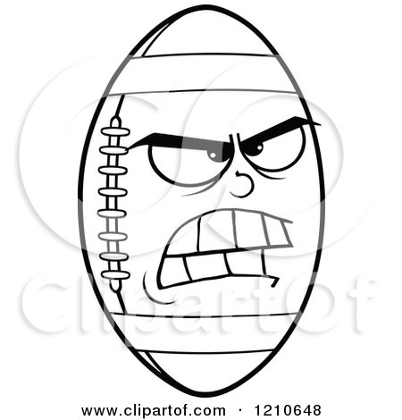 Cartoon of a Black and White Mad American Football Mascot - Royalty Free Vector Clipart by Hit Toon