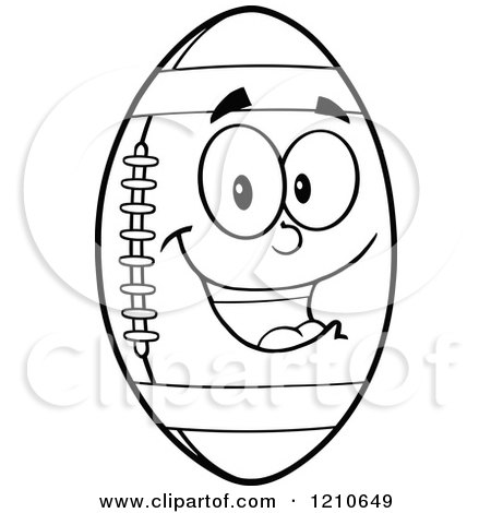 Cartoon of a Black and White Happy American Football Mascot - Royalty Free Vector Clipart by Hit Toon