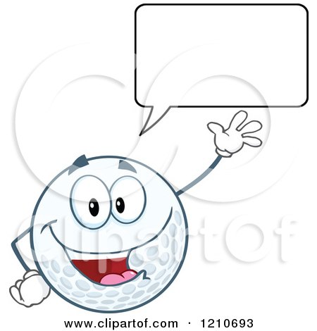 Cartoon of a Talking Friendly Waving Golf Ball Mascot - Royalty Free Vector Clipart by Hit Toon
