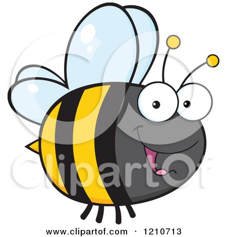Cartoon of a Happy Bee 2 - Royalty Free Vector Clipart by Hit Toon