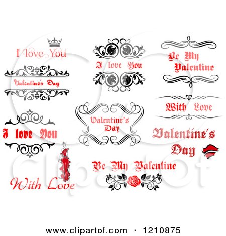 Clipart of Valentine Sayings and Greetings 2 - Royalty Free Vector Illustration by Vector Tradition SM
