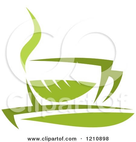 Clipart of a Cup of Green Tea or Coffee and a Leaf 3 - Royalty Free Vector Illustration by Vector Tradition SM