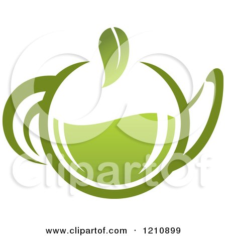Clipart of a Pot of Green Tea with Leaves 4 - Royalty Free Vector Illustration by Vector Tradition SM